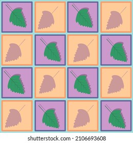 Vector illustration of pop art retro pattern with leaves pattern texture with leaves .
