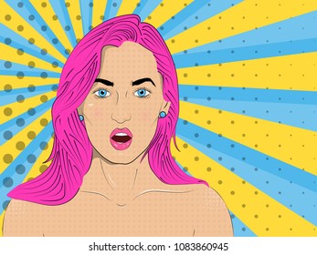 Vector illustration of pop art style. Vector colorful background in pop art retro comic style.