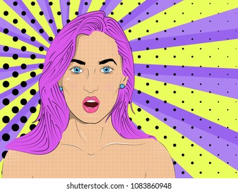 Vector illustration of pop art style. Vector colorful background in pop art retro comic style.