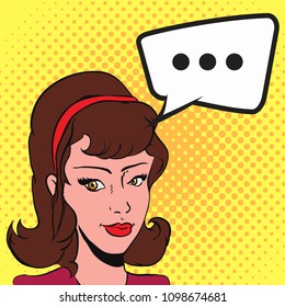 Vector illustration of pop art style woman talking