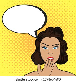 Vector illustration of pop art style woman talking