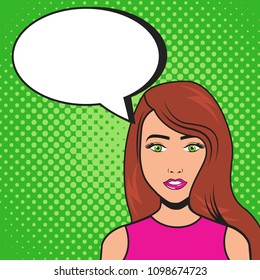 Vector illustration of pop art style woman talking