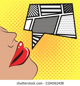 Vector illustration of pop art style woman talking