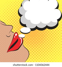 Vector illustration of pop art style woman talking