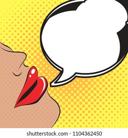 Vector illustration of pop art style woman talking