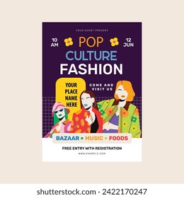 Vector illustration of pop culture fashion flyer