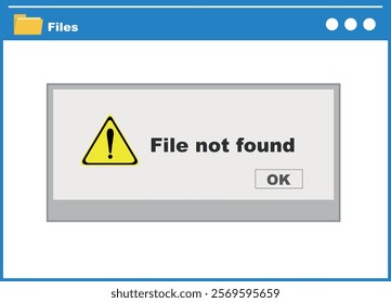 vector illustration pop up file not found messsage in computer explorer system
