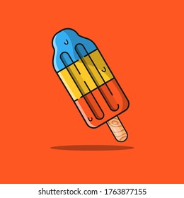 Vector Illustration Popcicle Ice With Three Fruits Flavor