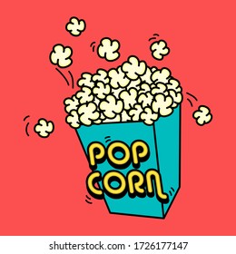 VECTOR ILLUSTRATION OF A POPCORN BUCKET, SLOGAN PRINT