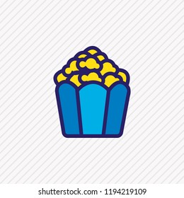 Vector illustration of popcorn icon colored line. Beautiful celebrate element also can be used as cinema snack icon element.