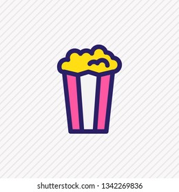 Vector illustration of popcorn icon colored line. Beautiful joy element also can be used as cinema snack icon element.