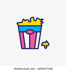 Vector illustration of popcorn icon colored line. Beautiful lifestyle element also can be used as cinema snack icon element.