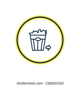 Vector illustration of popcorn icon line. Beautiful lifestyle element also can be used as cinema snack icon element.