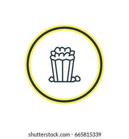 Vector Illustration Of Popcorn Outline. Beautiful Movie Element Also Can Be Used As Snack Element.