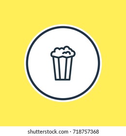 Vector Illustration Of Popcorn Outline. Beautiful Leisure Element Also Can Be Used As Cinema Snack Element.