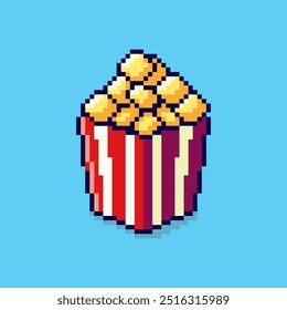 Vector Illustration of popcorn with Pixel Art Design, perfect for game assets themed designs