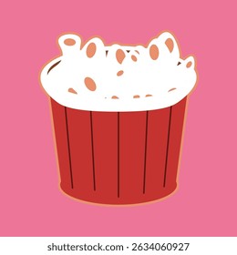 A vector illustration of popcorn in a red paper cup
