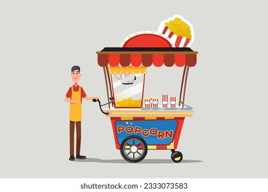 A vector illustration of Popcorn stall food vendor