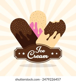 Vector illustration of popsicle ice cream with chocolate cream