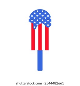 Ilustración vectorial de una paleta o helado de la colección de íconos de la bandera americana. Una celebración de la cultura y la identidad estadounidenses. Celebraciones del Día de la Independencia, un elemento decorativo en