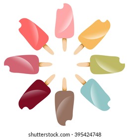 Vector illustration of popsicle isolated on white. Ice-cream on the stick