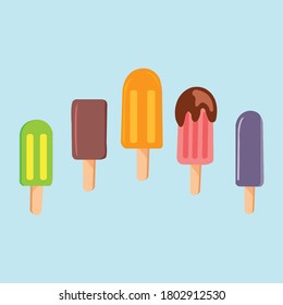 vector illustration of popsicles of different flavor and color