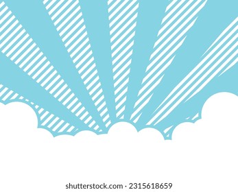 Vector Illustration of Pop-style Clouds and Striped Sunburst
