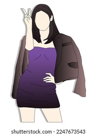 Imagen vectorial de un ídolo popular y elegante del kpop femenino posando en el escenario