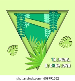 Vector Illustration of pop-up book for Design, Website, Background, Banner.
Paper Jungle origami Elements. Tropical craft Template
