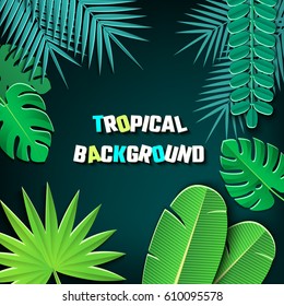 Vector Illustration of pop-up book for Design, Website, Background, Banner.
Paper Jungle origami Elements. Tropical craft Template