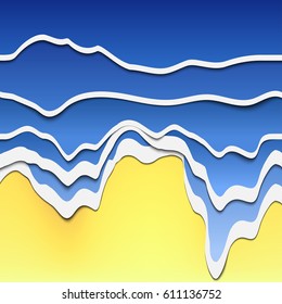 Vector Illustration of pop-up book for Design, Website, Background, Banner. Ocean Beach Paper origami Elements. Summer Craft Template