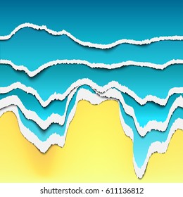 Vector Illustration of pop-up book for Design, Website, Background, Banner. Ocean Beach Paper origami Elements. Summer Craft Template