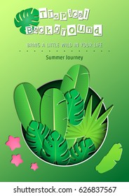 Vector Illustration of pop-up book for Design, Website, Background, Banner.
Paper Jungle origami Elements. Tropical craft Template