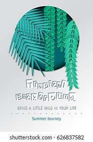 Vector Illustration of pop-up book for Design, Website, Background, Banner.
Paper Jungle origami Elements. Tropical craft Template