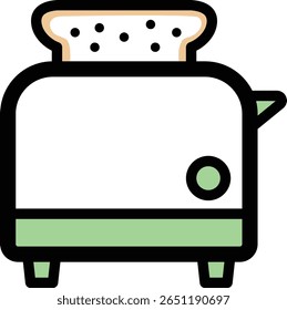 Ilustração vetorial de torradeira pop-up com fatia de pão em fundo transparente, aparelho de cozinha moderno