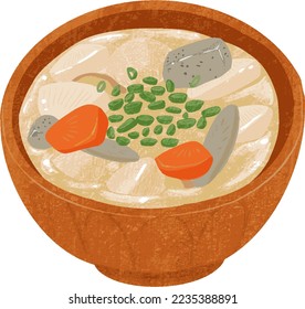 Vector illustration of pork miso soup