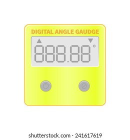 vector illustration of portable 360 degree inclinometer, mini digital protractor. magnetic surface. calibrating and angle measurement device