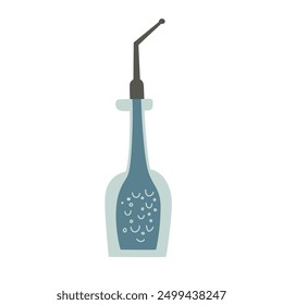 Vector illustration of a portable dental irrigator in flat cartoon style. Perfect for teeth cleaning and oral hygiene, a water jet tool for effective dental care and fresh mouth, dental health