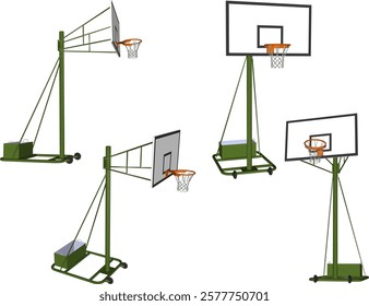 vector illustration of a portable, moveable basketball sport basket hoop