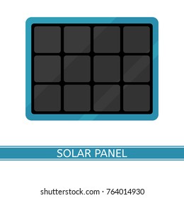 Vector illustration of portable solar panel isolated on white background. Alternative energy generation for camping, hiking, tourism, in flat style.