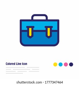 Vector illustration of portfolio icon colored line. Beautiful advertisement element also can be used as briefcase icon element.