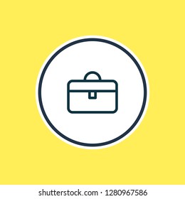 Vector illustration of portfolio icon line. Beautiful bureau element also can be used as suitcase icon element.
