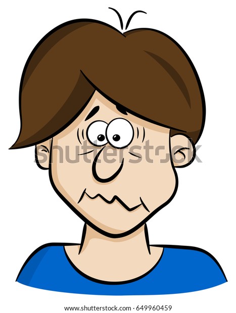 Vector Illustration Portrait Afraid Cartoon Man Stock Vector (Royalty ...