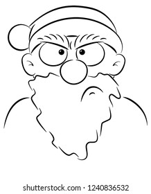 vector illustration of a portrait of an angry Santa Claus