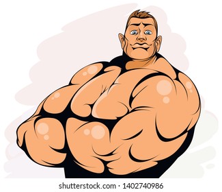 Vector illustration of a portrait of an attractive bodybuilder