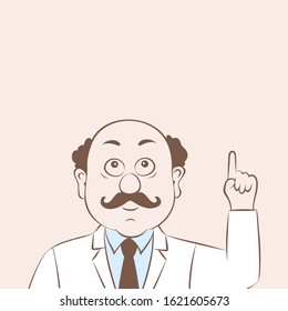 Vector illustration portrait attractive man,the man held up a finger,cartoon design.