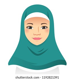 A vector illustration of Portrait of Beautiful Muslim Woman