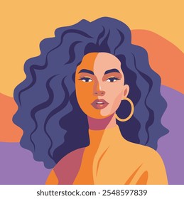 Ilustração vetorial retrato mulher bonita. Banner de desenhos de parede vetorial abstrata. Modernas ilustrações minimalistas estilo plano para design de interiores e web. Conceito de feminismo. Dia da Mulher