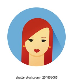 Vector illustration portrait of beautiful young girl with cute hair style. Flat design vector.