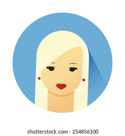 Vector illustration portrait of beautiful young girl with cute hair style. Flat design vector.